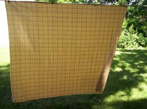 Golden yellow plaid shawl with detail