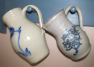 This is a tad blurry.  These are 2 quart and 1 quart pitchers. The one on the left is my go-to event pitcher for water.  Both are from GCV. The left is from the last 5 years. The right is from the 80s. 